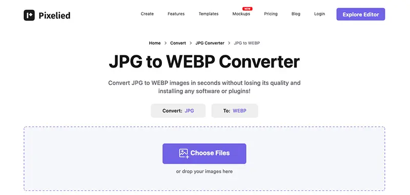 Screenshot of PIxellied's  JPG to WEBP Converter - Juan Rojo Design Toronto