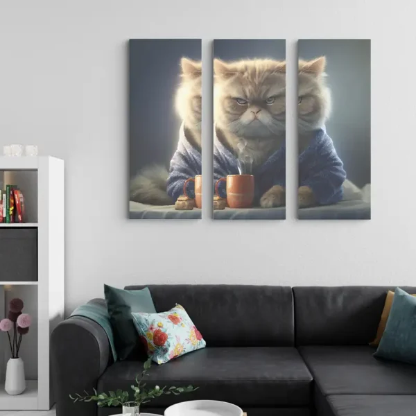 Cat Drinking A Cup Of Coffee In The Morning - Juan Rojo Design Toronto