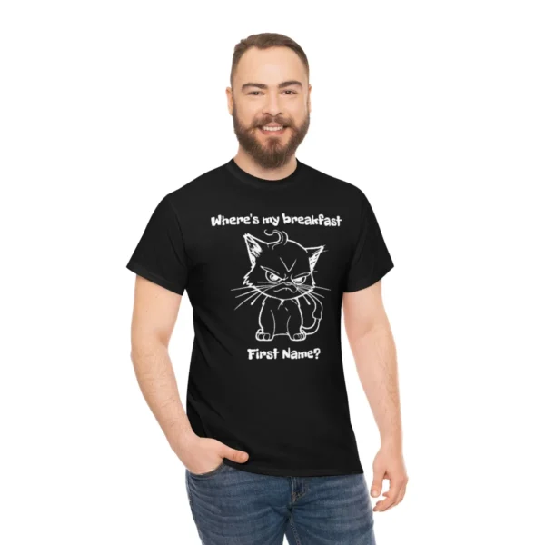 Young white man wearing black angry kitten t-shirt - Juan Rojo Design Toronto