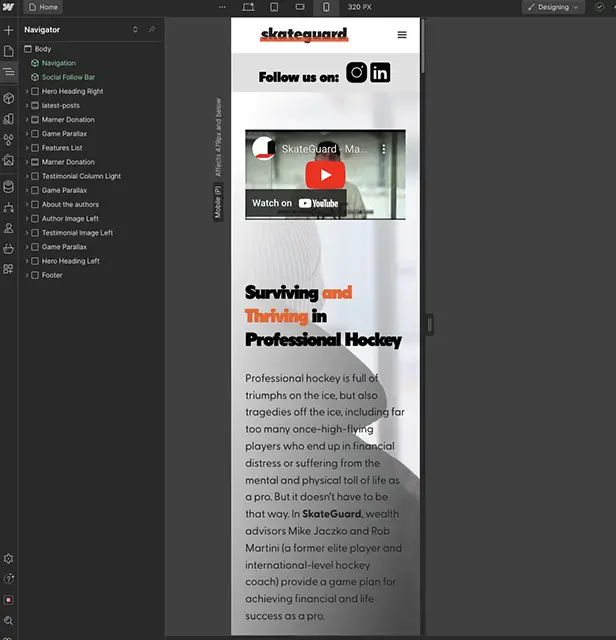 Webflow Development | Webflow Designer user interface - Juan Rojo Design Toronto